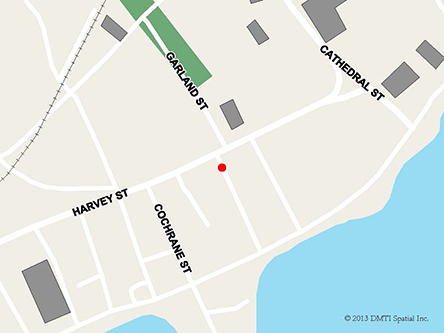 Map indicating the location of Harbour Grace Service Canada Centre at 29 Harvey Street in Harbour Grace