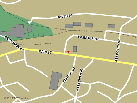 Carte routière indiquant l'emplaçement du bureau Kentville - Centre Service Canada situé au 495, rue Main  à Kentville