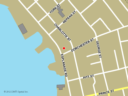 Map indicating the location of Sydney Service Canada Centre at 15 Dorchester Street in Sydney