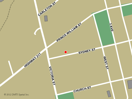 Carte routière indiquant l'emplaçement du bureau Digby - Centre Service Canada situé au 98, rue Sydney à Digby