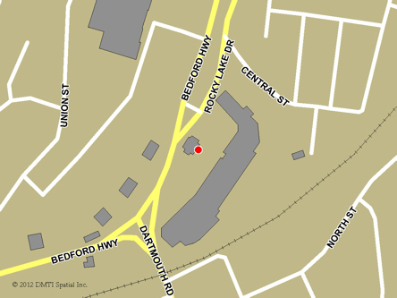 Carte routière indiquant l'emplaçement du bureau Bedford - Centre Service Canada situé au 1597, autoroute Bedford à Bedford