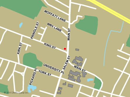 Carte routière indiquant l'emplaçement du bureau Sackville - site de services mobiles réguliers situé au 170, rue Main à Sackville