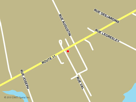 Carte routière indiquant l'emplaçement du bureau Neguac - site de services mobiles réguliers situé au 430, rue Principale à Neguac
