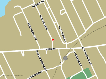 Carte routière indiquant l'emplaçement du bureau Shediac - Centre Service Canada situé au 342, rue Main à Shediac
