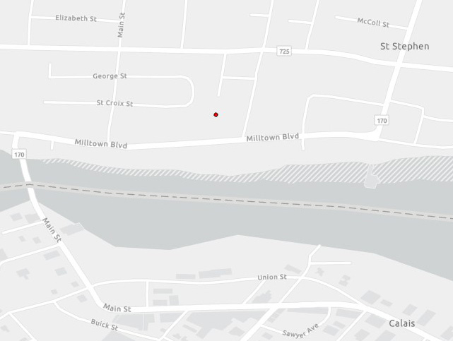 Map indicating the location of St. Stephen Service Canada Centre at 73 Milltown Boulevard  in St. Stephen
