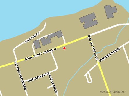 Map indicating the location of Caraquet Service Canada Centre at 20E St Pierre Boulevard West in Caraquet