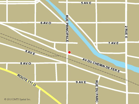 Carte routière indiquant l'emplaçement du bureau La Sarre - Centre Service Canada situé au 319, rue Principale à La Sarre