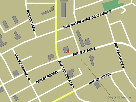 Carte routière indiquant l'emplaçement du bureau Ville-Marie - Centre Service Canada situé au 69B, rue Sainte-Anne à Ville-Marie