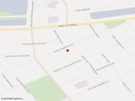 Carte routière indiquant l'emplaçement du bureau Valleyfield - Centre Service Canada situé au 63, rue Champlain à Salaberry-de-Valleyfield
