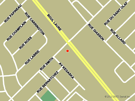 Carte routière indiquant l'emplaçement du bureau Sept-Îles - Centre Service Canada situé au 701, boulevard Laure à Sept-Îles