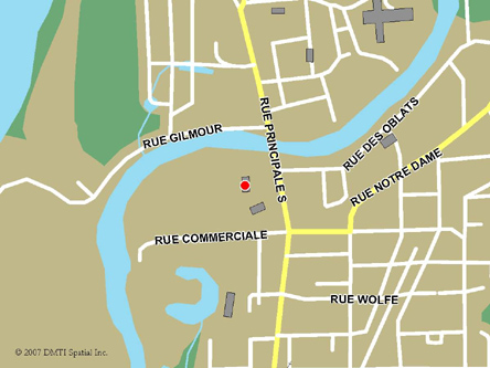 Carte routière indiquant l'emplaçement du bureau Maniwaki - Centre Service Canada situé au 100, rue Principale Sud à Maniwaki