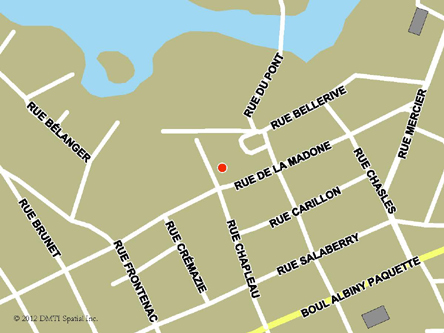 Carte routière indiquant l'emplaçement du bureau Mont-Laurier - Centre Service Canada situé au 431, rue de la Madone à Mont-Laurier
