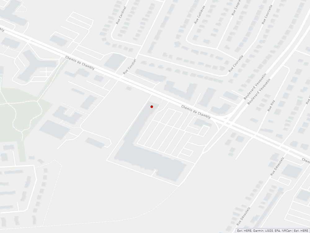 Map indicating the location of Longueuil Service Canada Centre at 3630 de Chambly Road in Longueuil