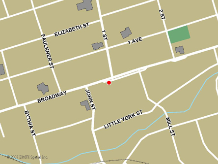 Map indicating the location of Orangeville Service Canada Centre at 210 Broadway Avenue in Orangeville