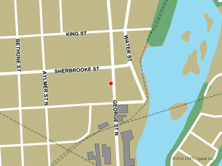 Map indicating the location of Peterborough Service Canada Centre at 219 George Street North in Peterborough