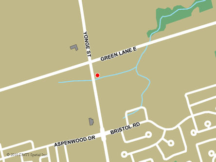 Map indicating the location of Newmarket Service Canada Centre at 1-18183 Yonge Street in East Gwillimbury