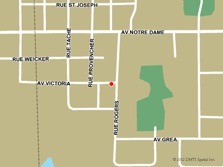 Carte routière indiquant l'emplaçement du bureau Notre-Dame-de-Lourdes - Centre Service Canada situé au 51, rue Rodgers à Notre Dame de Lourdes