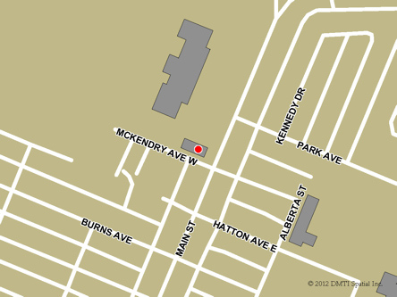 Map indicating the location of Melfort Service Canada Centre at 104 McKendry Avenue West in Melfort