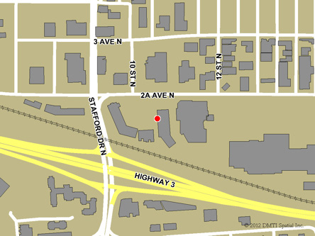 Map indicating the location of Lethbridge Service Canada Centre at 920  2A Avenue North in Lethbridge