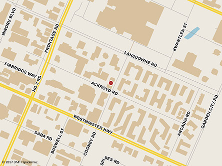 Map indicating the location of Richmond Service Canada Centre -  Passport Services at 5611 Cooney Road, Suite 310 in Richmond