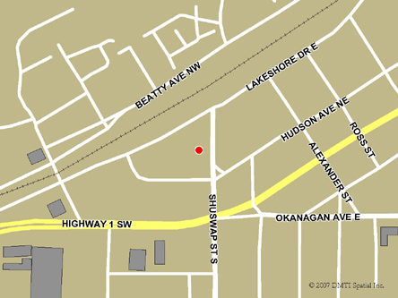 Map indicating the location of Salmon Arm Service Canada Centre at 191 Shuswap Street Northwest in Salmon Arm