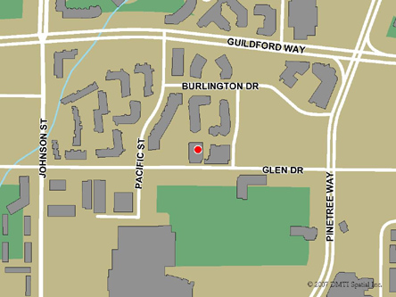 Map indicating the location of Coquitlam Service Canada Centre at 2963 Glen Drive  in Coquitlam