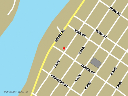 Map indicating the location of Dawson City Service Canada Centre at 1017 Second Avenue in Dawson City