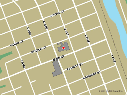 Map indicating the location of Whitehorse Service Canada Centre at 300 Main Street in Whitehorse