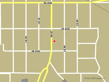 Map indicating the location of Athabasca Scheduled Outreach Site at 4810 50th Street in Athabasca