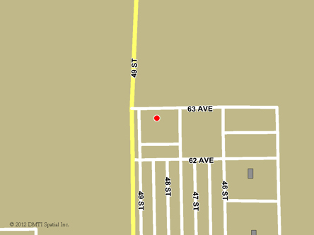 Carte routière indiquant l'emplaçement du bureau Barrhead - site de services mobiles réguliers situé au 6203, rue 49 à Barrhead