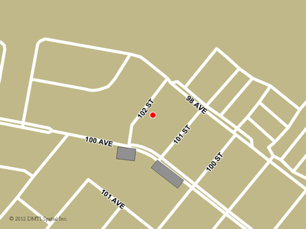 Map indicating the location of High Level Scheduled Outreach Site at 10106 100 Avenue in High Level