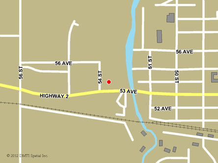 Map indicating the location of High Prairie Scheduled Outreach Site at 5226 53 Avenue in High Prairie