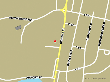 Carte routière indiquant l'emplaçement du bureau 100 Mile House - site de services mobiles réguliers situé au 300, autoroute 97 Sud à 100 Mile House