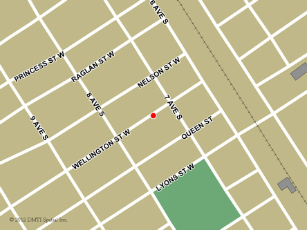 Carte routière indiquant l'emplaçement du bureau Virden - site de services mobiles réguliers situé au 227, rue Wellington Ouest  à Virden