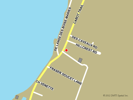 Map indicating the location of Chéticamp Scheduled Outreach Site at 15584 Cabot Trail in Chéticamp
