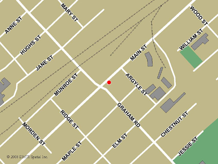 Map indicating the location of West Lorne Scheduled Outreach Site at 160 Main Street in West Lorne