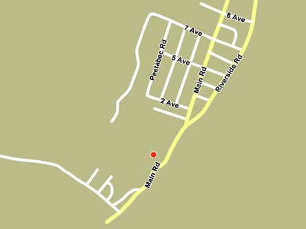Map indicating the location of Fort Albany Scheduled Outreach Site at  13 School Road in Fort Albany