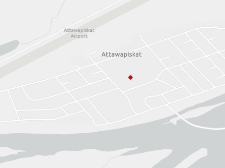 Carte routière indiquant l'emplaçement du bureau Attawapiskat - site de services mobiles réguliers situé au 972, Riverside Est à Attawapiskat