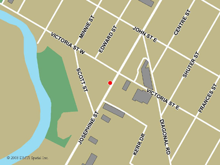 Carte routière indiquant l'emplaçement du bureau Wingham - site de services mobiles réguliers situé au 152, rue Josephine à Wingham