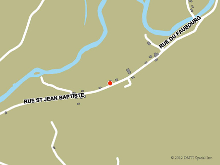 Map indicating the location of Anse Saint-Jean Scheduled Outreach Site at 239 St-Jean-Baptiste Street in L'Anse-Saint-Jean