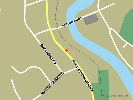 Carte routière indiquant l'emplaçement du bureau Rivière-Rouge - site de services mobiles réguliers situé au 230, rue de l'Annonciation Sud à Rivière-Rouge