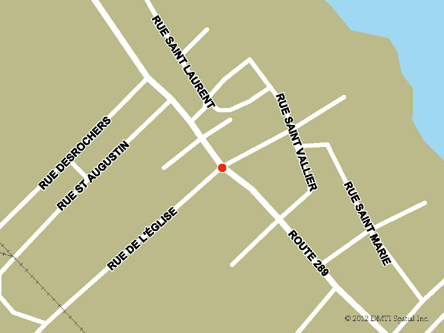 Carte routière indiquant l'emplaçement du bureau Pohénégamook - site services mobiles réguliers situé au 1309, rue Principale  à Pohénégamook