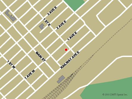 Carte routière indiquant l'emplaçement du bureau Kindersley - site de services mobiles réguliers situé au 125 A, 1ère avenue est à Kindersley