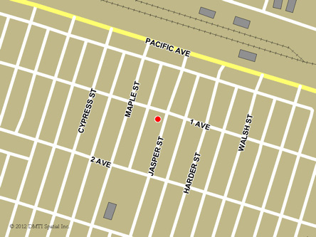 Map indicating the location of Maple Creek Scheduled Outreach Site at 114 Jasper Street in Maple Creek
