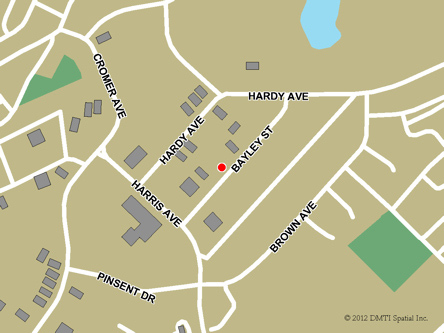 Map indicating the location of Grand Falls-Windsor Service Canada Centre at 4A Bayley Street in Grand Falls