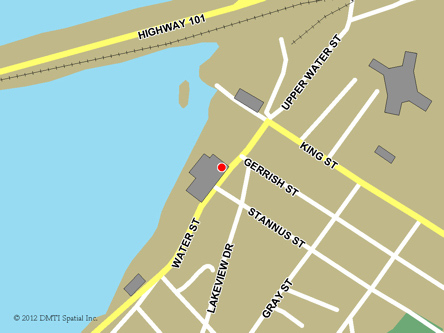 Map indicating the location of Windsor Service Canada Centre at 80 Water Street  in Windsor