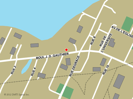 Map indicating the location of Shippagan Service Canada Centre at 196A J.D Gauthier Boulevard in Shippagan