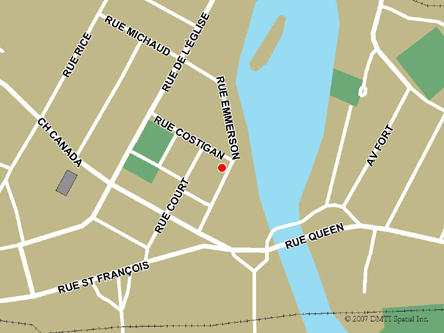 Carte routière indiquant l'emplaçement du bureau Edmundston - Centre Service Canada situé au 22, rue Emmerson à Edmundston