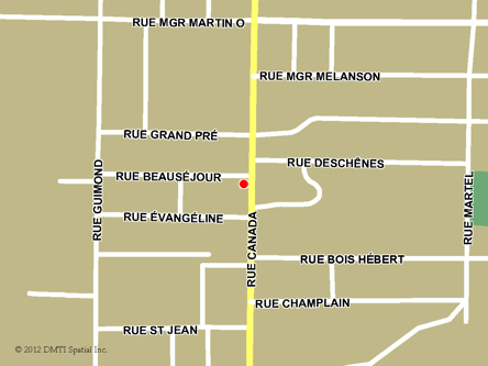 Map indicating the location of Saint-Quentin Service Canada Centre at 193 Canada Street  in Saint-Quentin