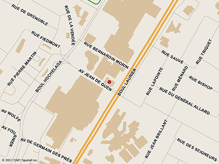 Map indicating the location of Quebec Service Canada Centre - Passport Services at 2640 Laurier Boulevard, 2nd Floor, Suite 200 in Québec